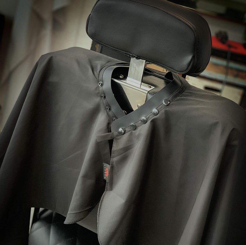 TRU BARBER Silicone neck cape, Professional Cape with Snap Closure Hair Salon Cutting Cape, Barber Cape, Barbershop cape, 50" x 58â€ (Blak/Red) - Image 2